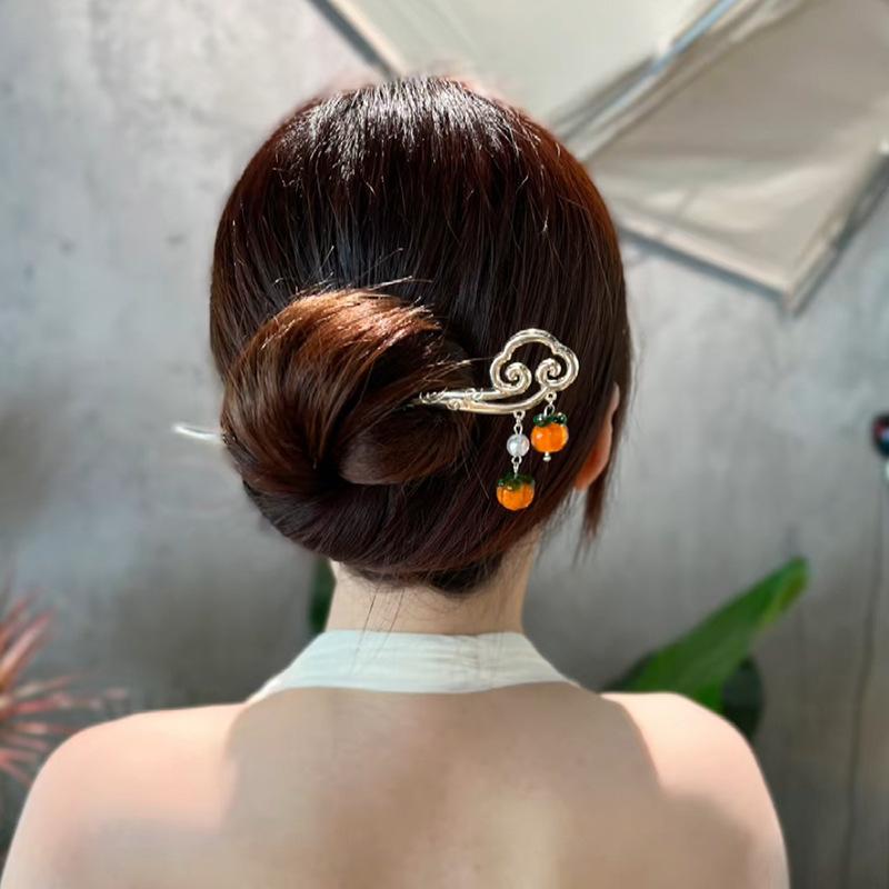 ヘアアクセサリー レディース 和風 髪飾り かんざし 古風 チャイナドレス 金属製 ヘアピン シニヨンメ..