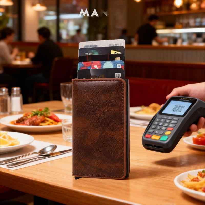 財布 男性用 カードケース スキミング防止 PUレザー コンパクト ミニ財布 カード入れ 定期入れ ブラック ブラウン 軽量 耐摩耗性(x2)