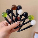 ヘアアクセサリー レディース 豪華感 U字型 パール 簪 かんざし 丸子ヘア お団子ヘア ヘアピン まとめ髪 髪飾り 米ブラック 白グリーン 黒グリーン ミルク...