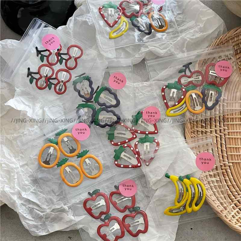 ヘアピン レディース かわいい フルーツ BBクリップ セット バナナ パイナップル ぶどう リンゴ 桜桃 イチゴ ヘアクリップ サイドクリップ 韓国 ヘアアクセサリー 髪留め(x2)