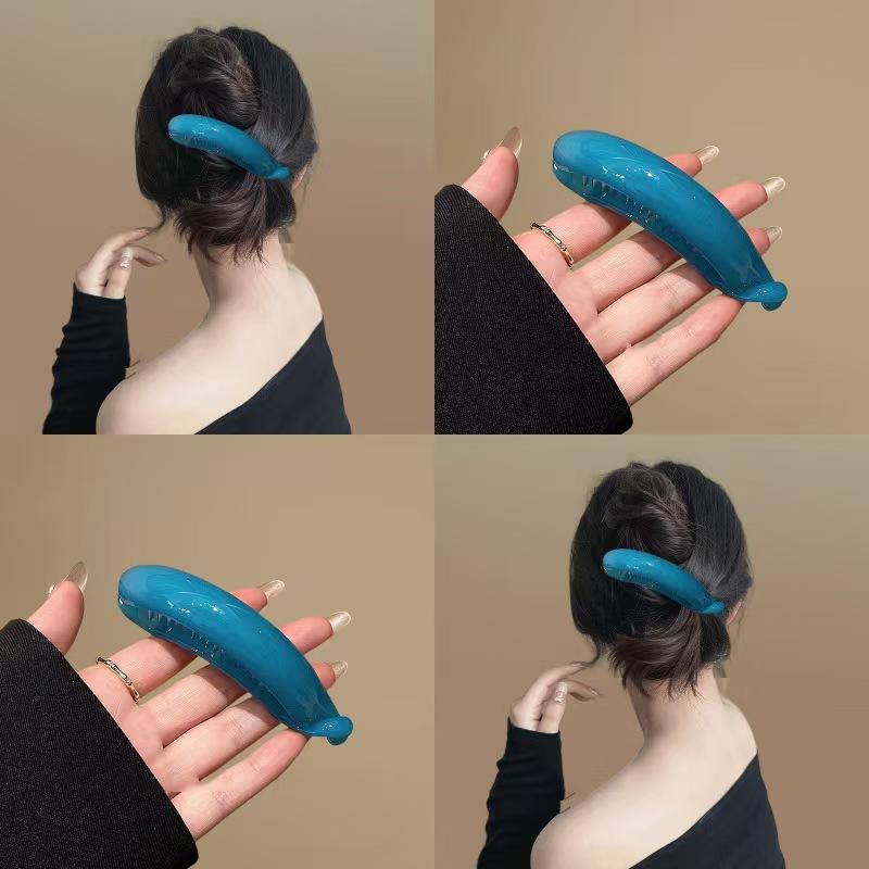 ヘアクリップ レディース バンスクリップ 韓国 マカロンカラー 高見え 髪留め ヘアアクセサリー ティファニーブルー ブルー 格子柄 べっ甲風 パール