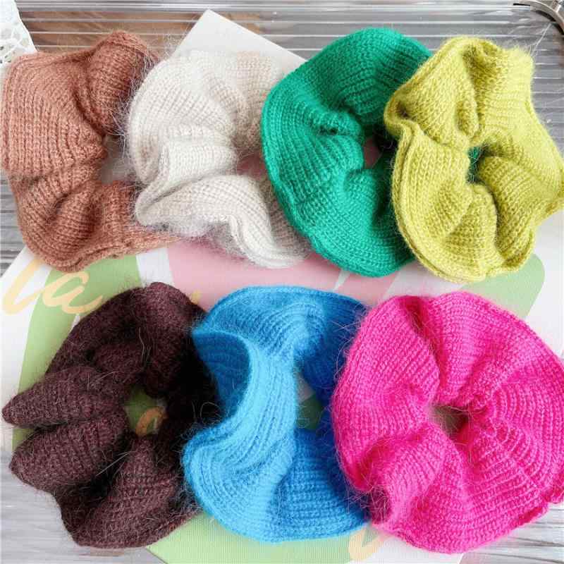 ヘアアクセサリー レディース 秋冬 毛糸 シュシュ ヘアゴム 髪飾り 復古 かわいい ブルー グリーン ピ..