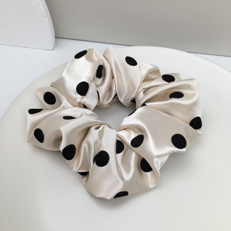 ヘアゴム レディース 韓国 水玉模様 シュシュ ヘアアクセサリー ヘアバンド ベージュ系 普段使い かわいい 上品 エレガント