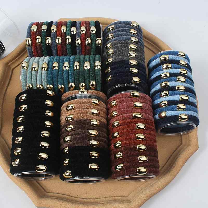 ヘアゴム レディース 高弾性 シームレス 髪留め 髪飾り まとめ髪 ポニーテール 太め 丈夫 無地 アースカラー ブラック レッド グリーン グレー