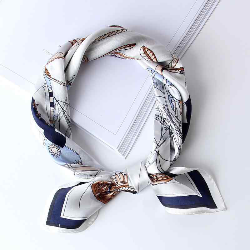 楽天リモコンタウンエコ 楽天市場店スカーフ レディース 絹 小判 正方形 53cm 春夏 秋冬 首元 日焼け対策 UVカット 紫外線対策 海 航海柄 ボヘミアン レトロ 配色 ストール ショール