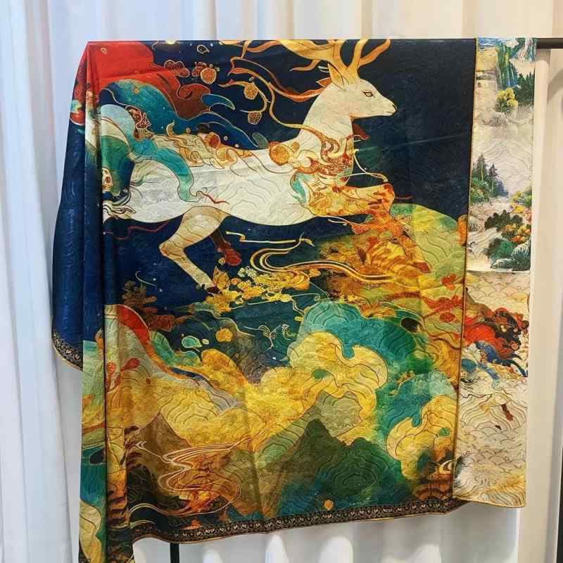 楽天リモコンタウンエコ 楽天市場店スカーフ レディース 香雲紗 ショール ストール 正方形 レトロ 和風 民族風 プリント 大判 薄手 春夏 秋冬 エレガント 日焼け対策 冷房対策 旅行