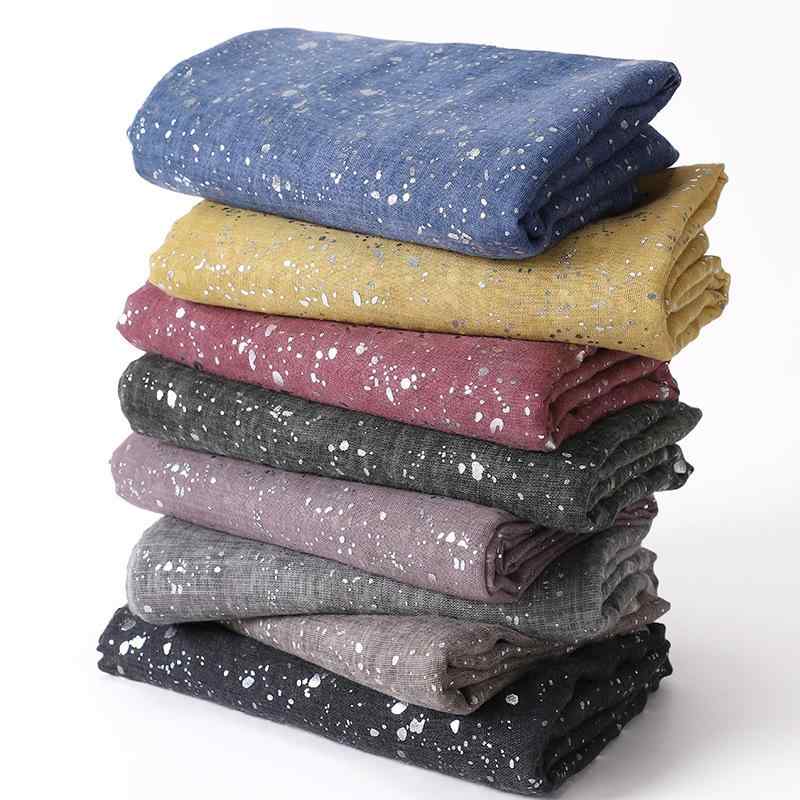 スカーフ レディース ストール 大判 薄手 コットン リネン 春夏 秋冬 日焼け防止 冷房対策 無地 ブラック ブルー グレー カーキ パープル(x2)