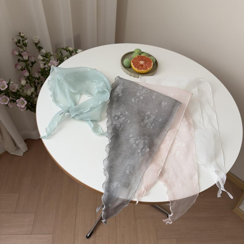 ストール レディース 春夏 レース 薄手 三角巾 スカーフ ショール 紫外線対策 日焼け防止 ガーゼ かわいい 森ガール(x2)