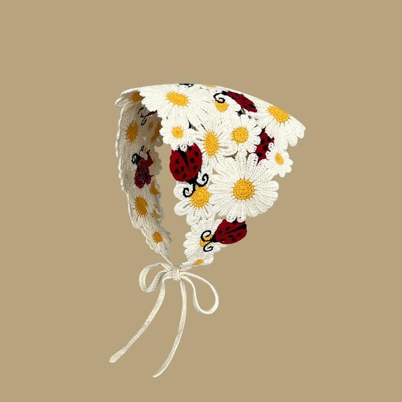 ヘアバンド レディース 海豚 ドルフィン ニット 透かし編み 三角巾 スカーフ バンダナ 田園風 ガーリー..