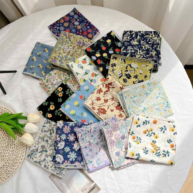 スカーフ レディース 綿麻 小判 正方形 春夏 UVカット 紫外線対策 日焼け防止 首元 защита ネッカチーフ かわいい おしゃれ ガーリー