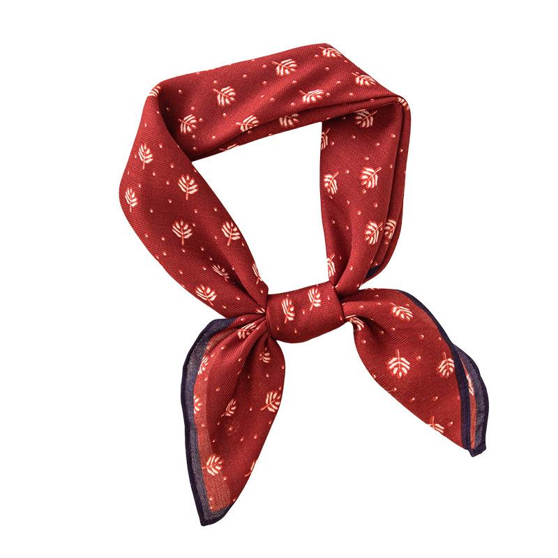 スカーフ レディース 小物 風 正方形 花柄 ストライプ 米色 赤 レトロ 通勤 エレガント(x2)