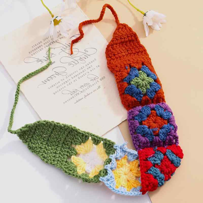 ヘアバンド レディース 手編み カラフル 毛糸 ターバン ヘアアクセサリー 幾何学模様 エスニック ボヘ..