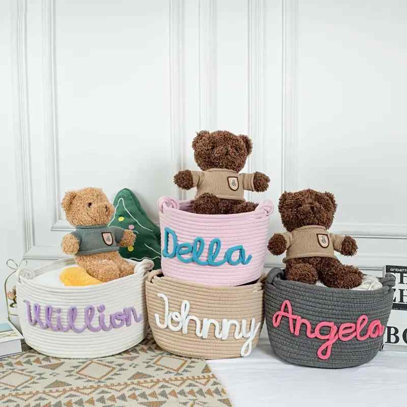 収納かご レディース 円形 コットン ロープ バスケット 日式 ランドリー バスケット 多色(x2)