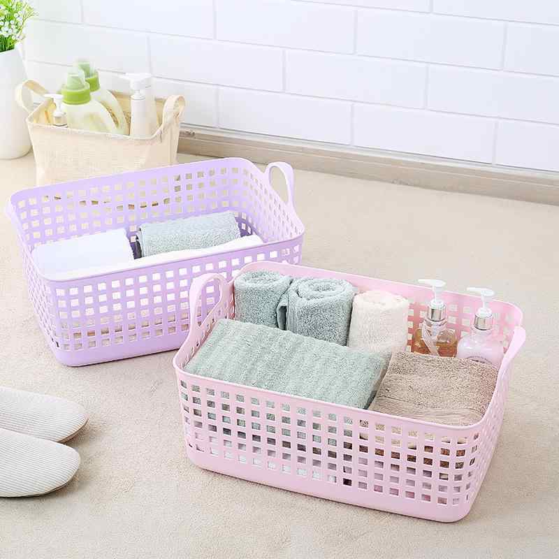バスケット レディース メンズ 長方形 手提げ 小物入れ ランドリーバスケット 脱衣かご プラスチック製 収納ボックス 洗濯かご おもちゃ箱(x24)