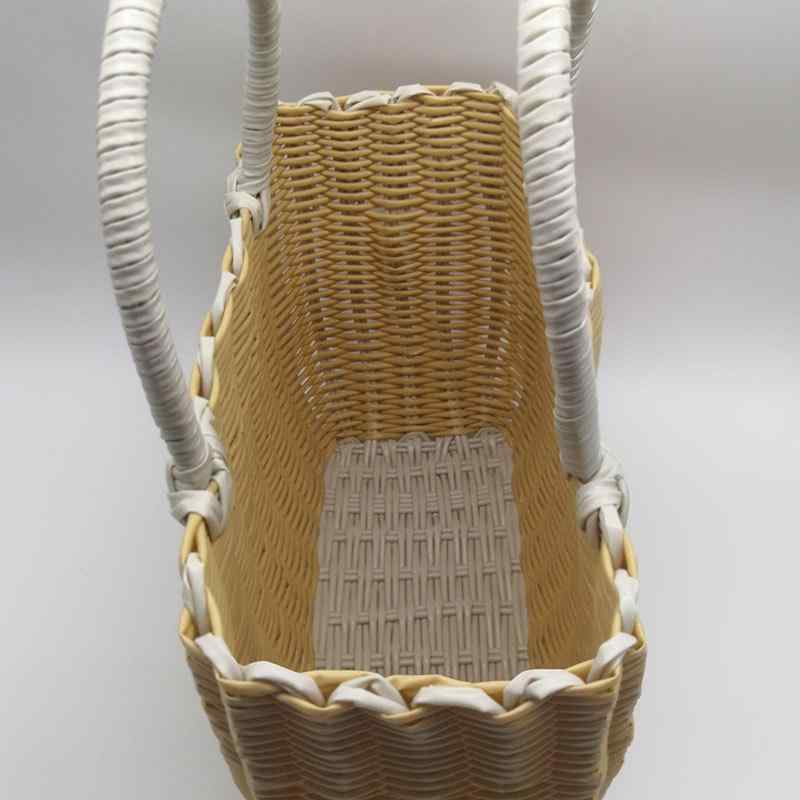 かごバッグ レディース 鞄 PVC プラスチック 編み込み ハンドバッグ 春夏 ピクニック バスケット フルーツ 野菜 収納 向日葵色