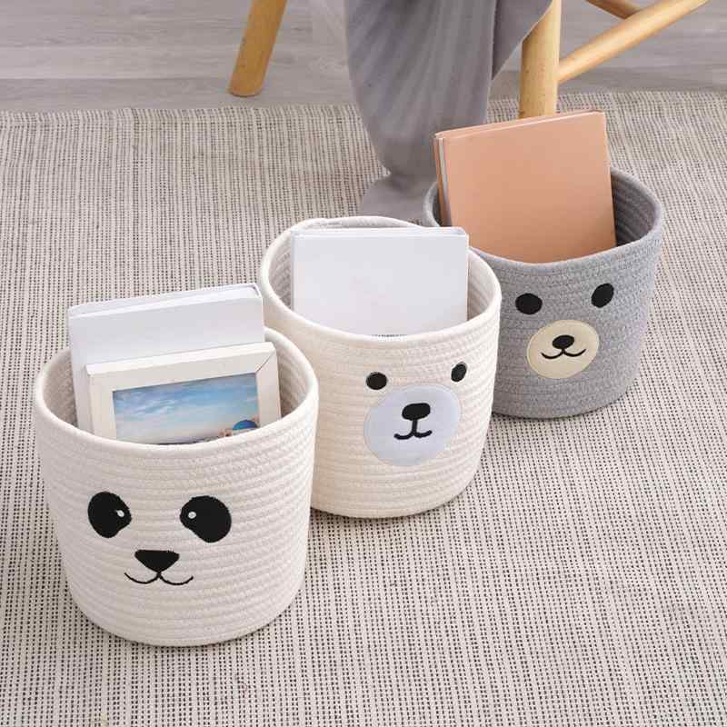 おもちゃ箱 キッズ ランドリーバスケット 大容量 コットンロープ 衣類収納ボックス かわいい アニマル..
