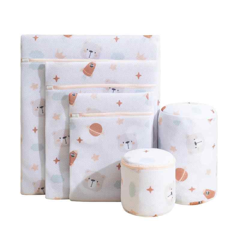 洗濯ネット ブラシ付き 洗濯機用 ネット袋 型崩れ防止 ホーム ランドリー 太空熊 ポリエステル