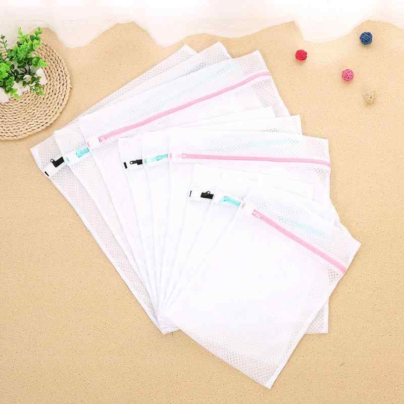 洗濯ネット 衣類 ランドリーネット ソフトコットン ポリエステル製 厚手 粗い網 小さい網目 赤 黒 青 ..