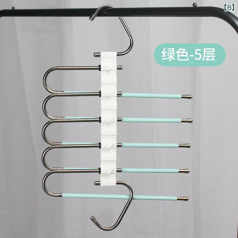 ハンガー ズボンハンガー ステンレス製 多機能 折りたたみ式 衣類収納 魔法の収納 クローゼット パンツクリップ 多層 ブラック グリーン ワインレッド パープル