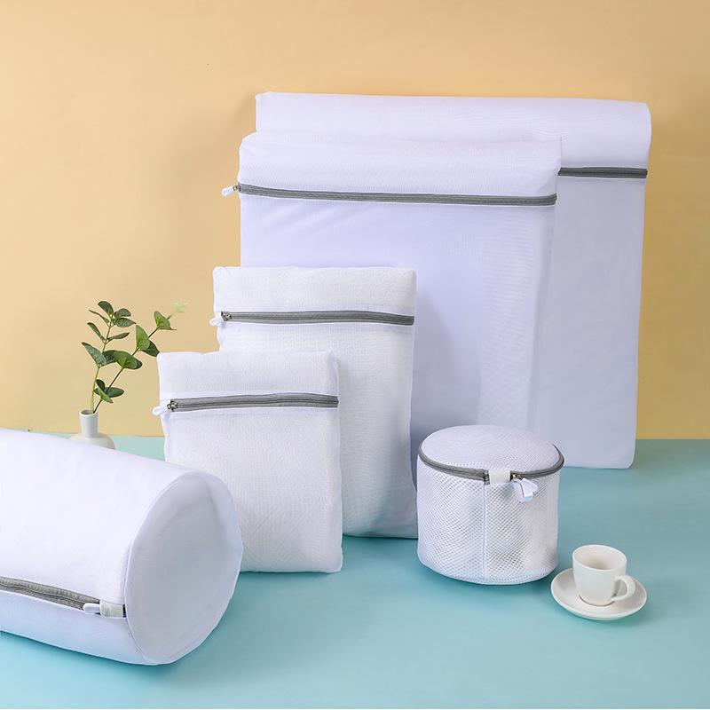 洗濯ネット 大判 厚手 ポリエステル製 毛布 洗濯袋 春秋 アウター 対応 グレー(x2)