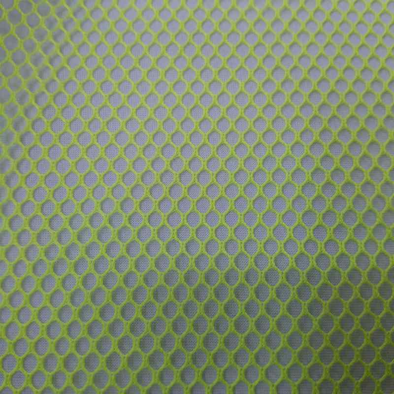メッシュ生地 蛍光グリーン 中孔 六角形 網目 バッグ 鞄 洗濯ネット 厚手 ポリエステル