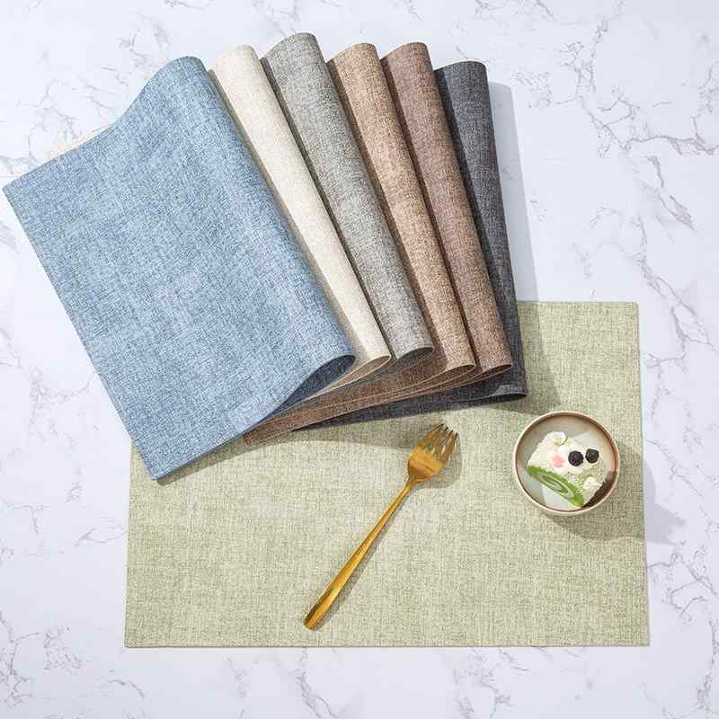 ランチョンマット 日式 両面 レザー調 PUレザー 無地 正方形 食卓マット ブラウン ブラック カーキ ベージュ