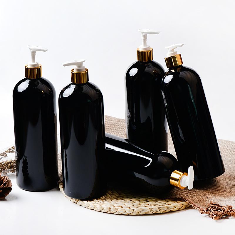 シャンプー リンス ボトル 1000ml 詰め替え容器 ポンプ式 PET製 ブラック 大容量 洗面 バス(x2)