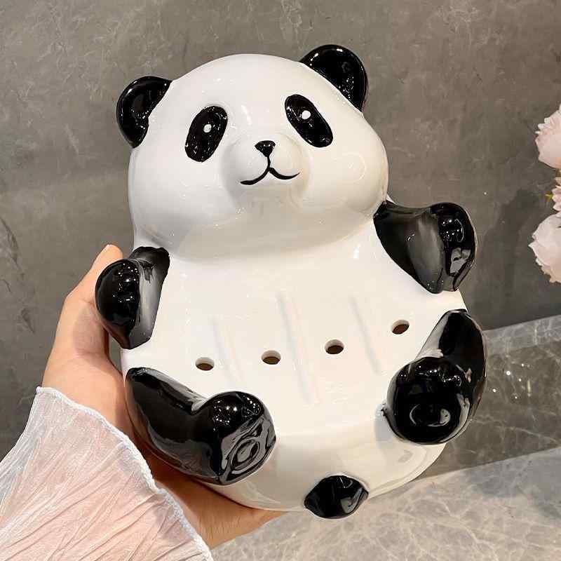 ソープディッシュ かわいい 萌えパンダ 洗面台 石鹸ケース 陶器製 大容量 置き型 おしゃれ 雑貨
