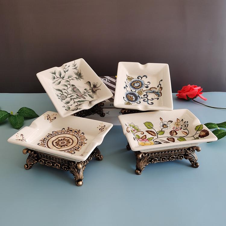 石鹸ケース 陶器 欧風 浴室 洗面所 キッチン 多機能 せっけん箱 石けん置き 小物入れ 灰皿 法式盛典 可莉尔 ブルー 蝶 恋花 グリーン(x2)