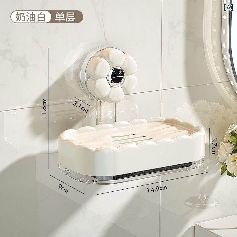 リモコンタウンエコ 楽天市場店の石鹸ケース レディース メンズ 壁掛け式 おしゃれ 石けん置き スポンジ付き 水切り 浴室 洗面所 クリーム色 プラスチック製｜アングル2