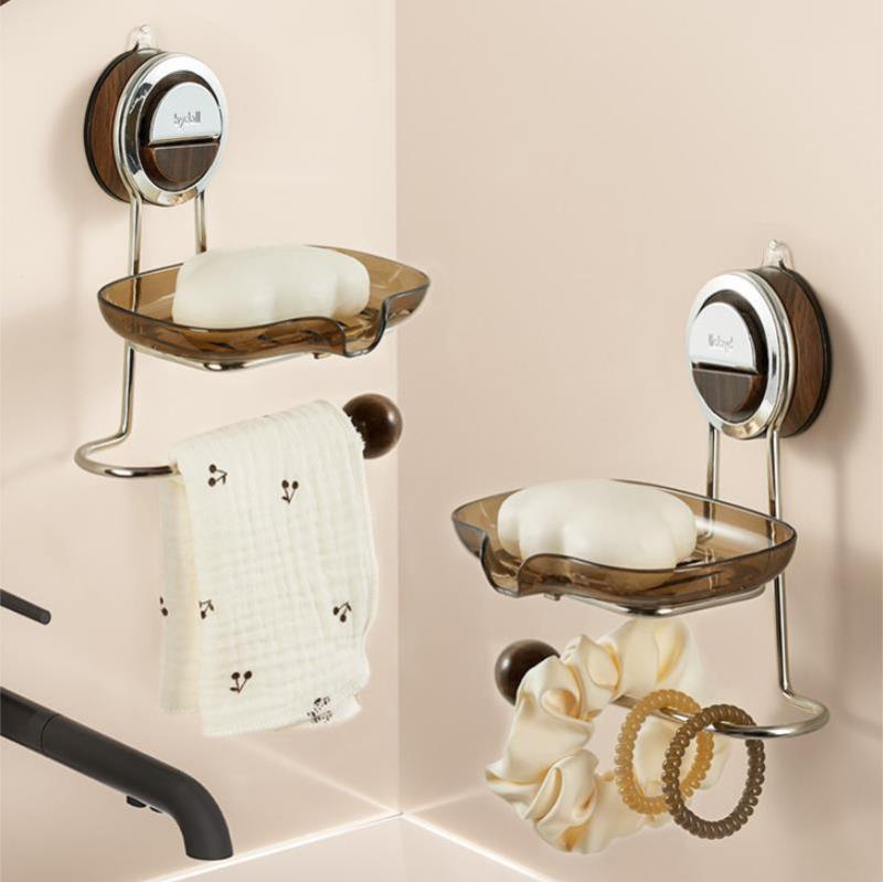 石鹸ケース 壁掛け式 石鹸置き 洗面所 浴室 ステンレス製 ウッド調 高見え おしゃれ 水切り ヌメリ防止 錆びにくい(3)