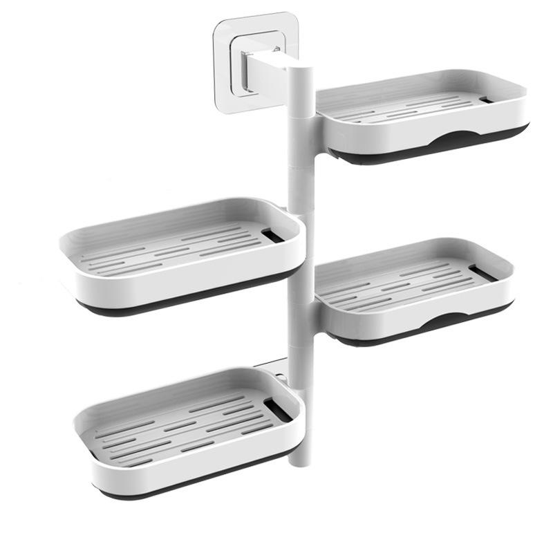 石鹸ケース 壁掛け式 石鹸置き 洗濯石鹸 スポンジ 水切り 吸盤 多層 白 黒 グレー