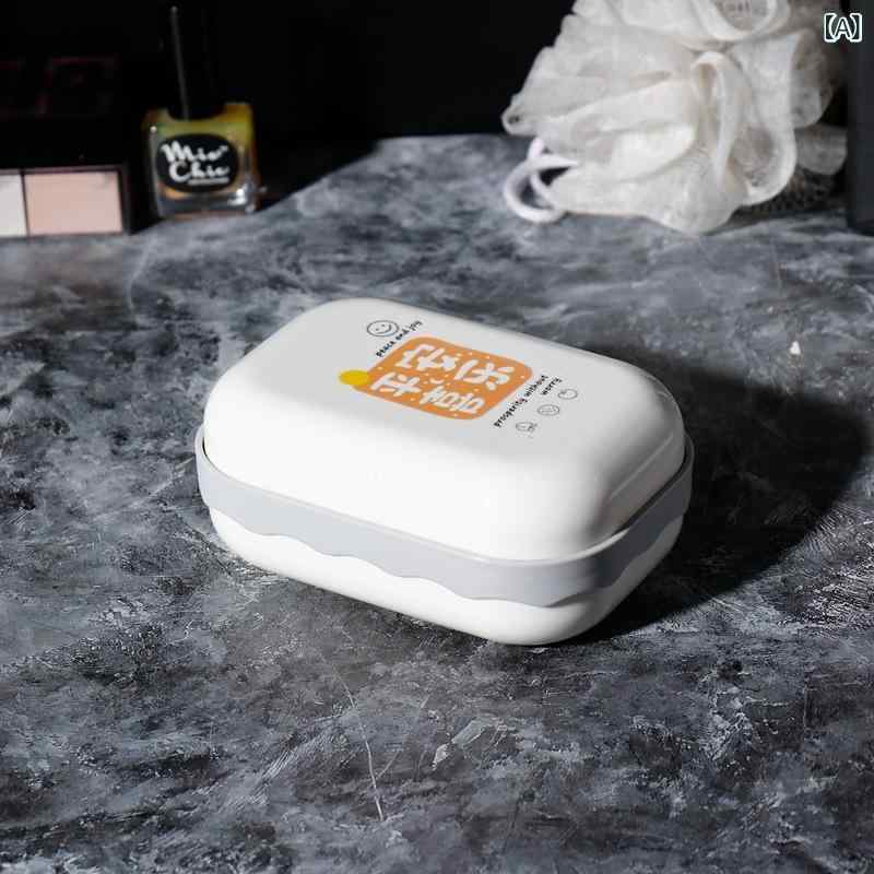 石鹸ケース レディース メンズ 浴室 北欧風 ポータブル 石鹸置き フタ付き 石けん箱 バスルーム 洗面所 排水 グレー ホワイト ピンク ブルー グリーン(x...