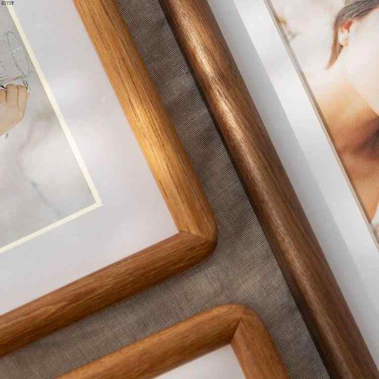 相框 木製フレーム 長方形 木工オイル塗装 実木 額縁 写真立て 豪華感 ブラック ウォールナット材 ブナ材