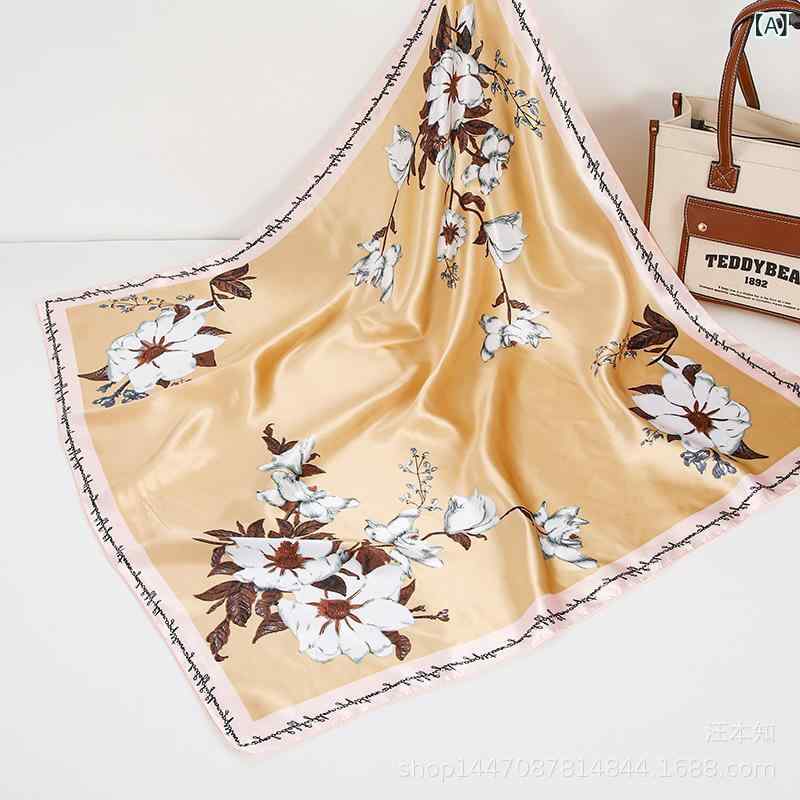 新 商品の タオルの 女性 大きい 方の スカーフの 90 cm はの プリント チャイナ風 包 頭の スカーフの サテンの ストールの メーカー シミュレーシ...