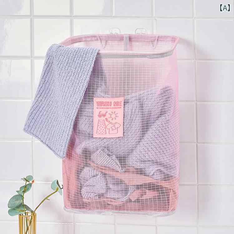 壁掛け 式の 服装 かごの 家庭用は 穴 開けないで 折り畳み 可能で 耐久性の 洗濯 服の 枠に バスケッ..