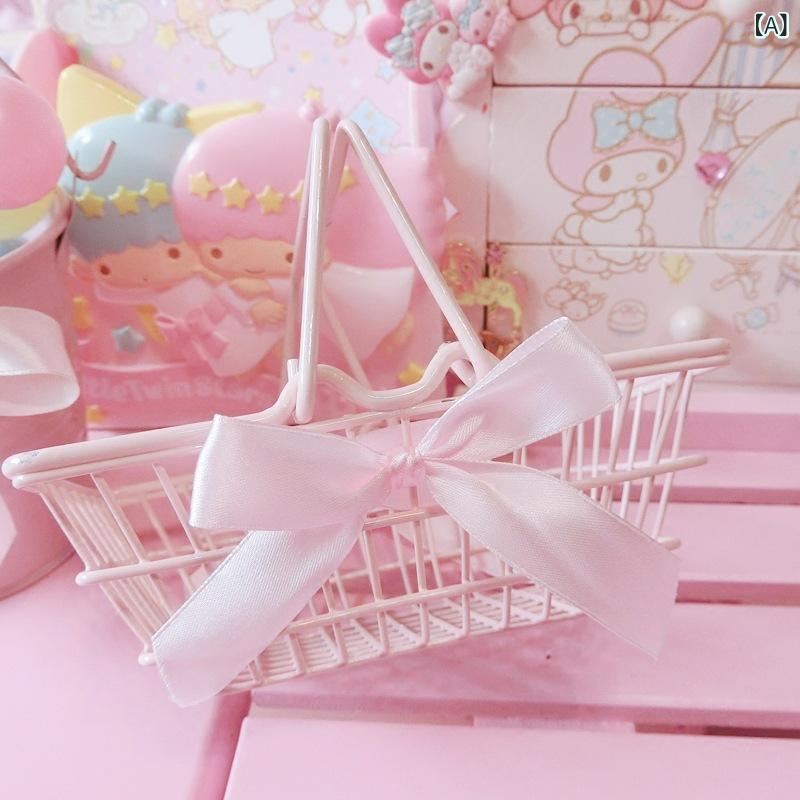 クロスボーダーの ピンクの スーパーの 買い物 かごの 少女の 心の 手提げ かごの 鉄製の 買い物の 間 ..