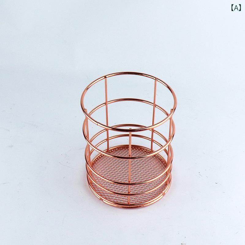 Ins デスク トップ 整理 果物 収納 バスケット 北欧 風 バラゴールド 収納 バスケット 鉄 芸 収納 バス..