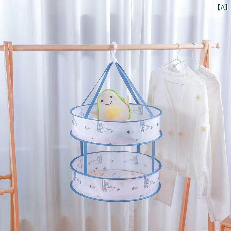 工場は 家庭用 折り畳み 洗濯 かごの ネット ポケットの プリント 干し かごの 平屋 セーター 干し ネ..