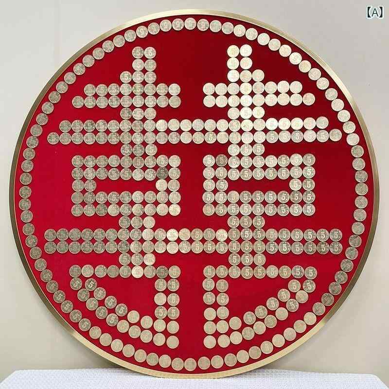 フォトフレーム 結婚祝い ギフト 実木 硬貨アート 寿 財 喜 モダン