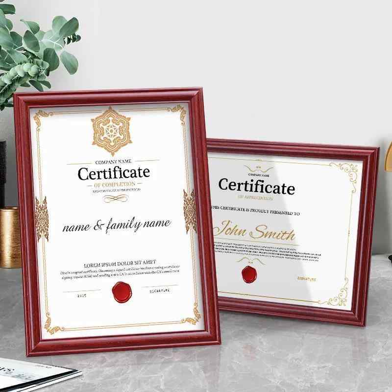 額縁 A4 A3 木製 免許証 許可証 賞状 額 横縦 兼用 壁掛け レッドブラウン ベージュ