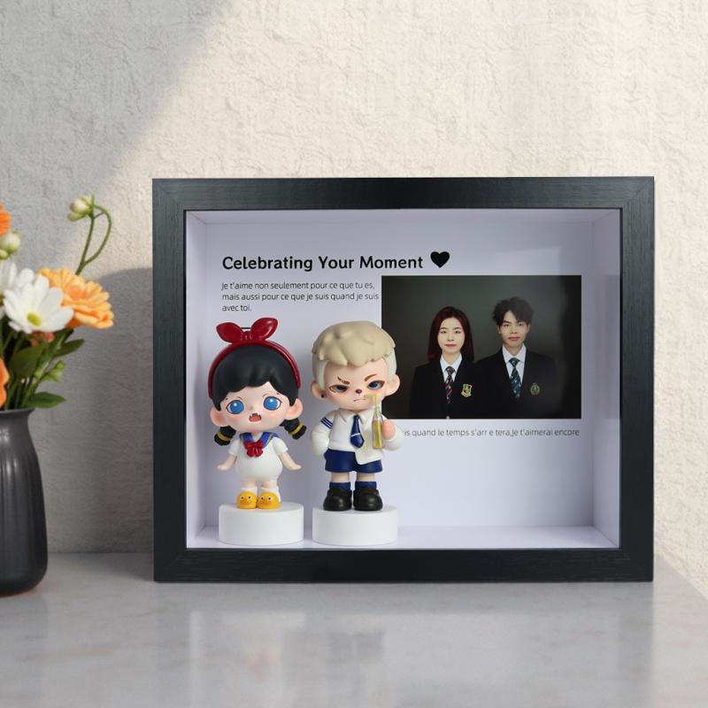 フォトフレーム 収納ケース ディスプレイケース 長方形 人造板 DIY シーン 誕生日 ギフト 現代 简约 スタイル ブラック 背景...