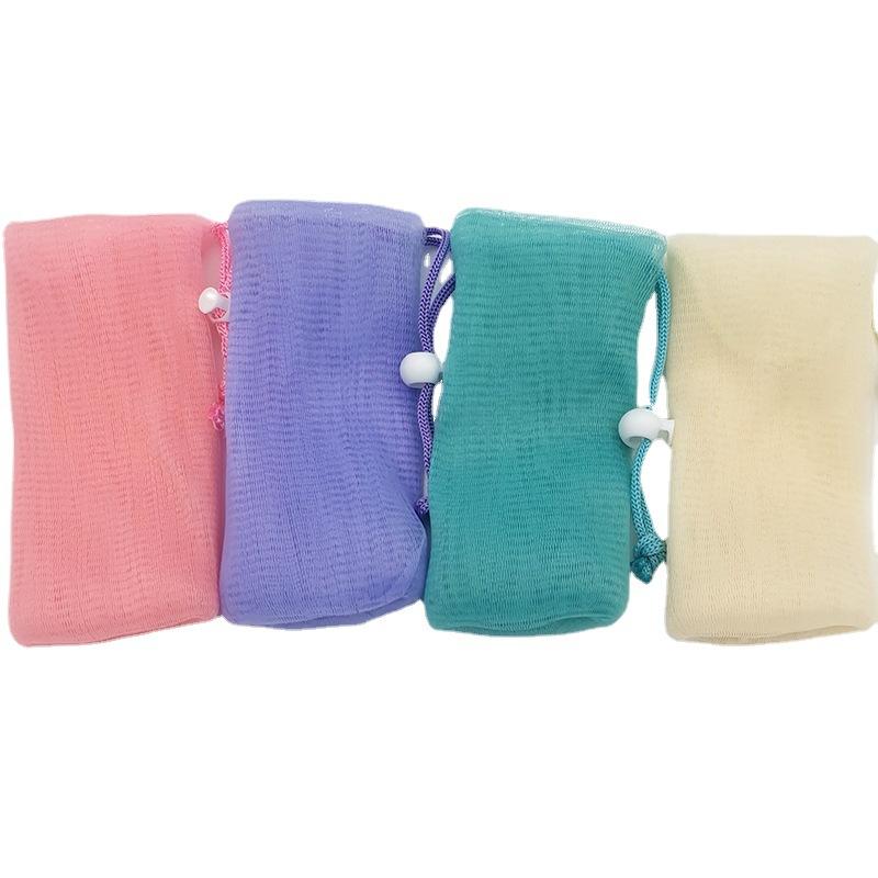 石鹸 ネット袋 泡立てネット 洗顔 フォーム用 PE 米白 淡紫色 ピンク系 緑