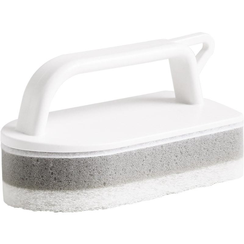 掃除ブラシ スポンジ 多機能 交換可能 ブラシヘッド 家庭用 粗い繊維 風呂 浴槽 壁掛け 白 グレー(x2)