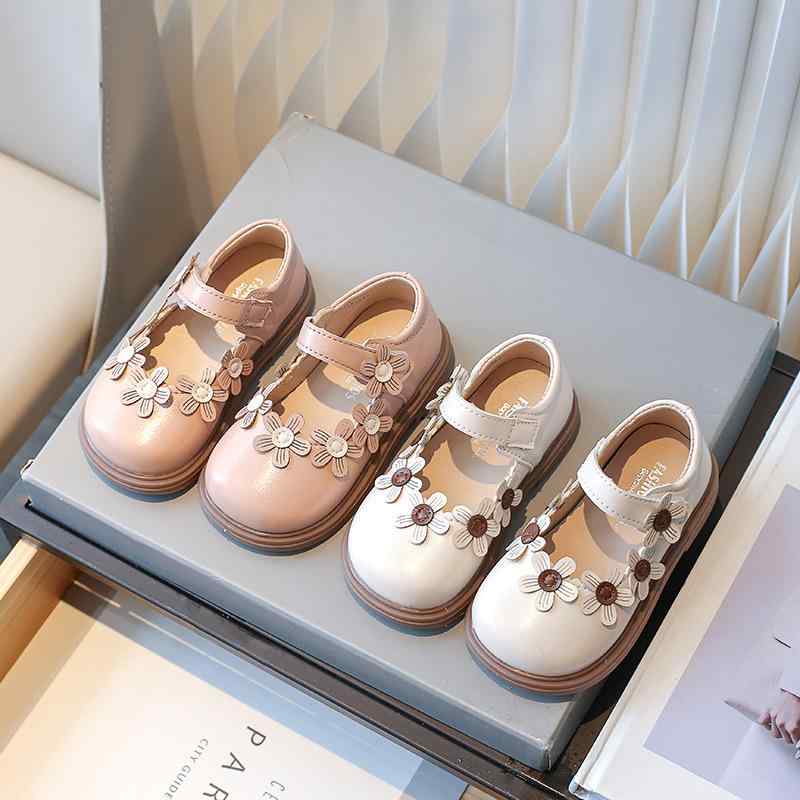 子供靴 女の子 フォーマルシューズ 春秋 レザー プリンセスシューズ 花柄 面ファスナー 柔らかい靴底 ..