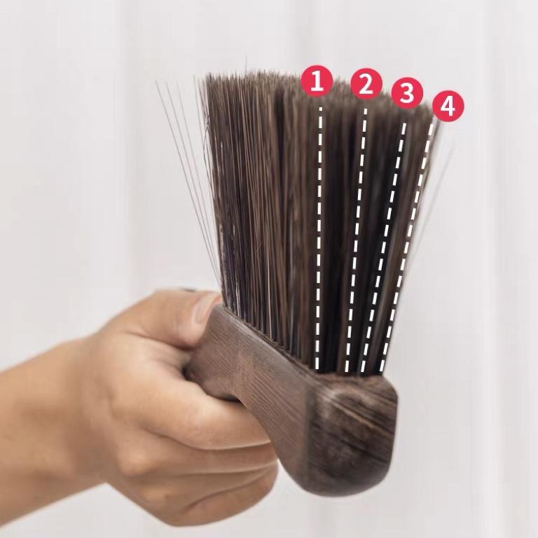 ベッド用ブラシ 鶏翅木製 家庭用 掃き掃除 柔らかい毛 厚め ロング柄 木製 ホコリ取り ダストブラシ 3..