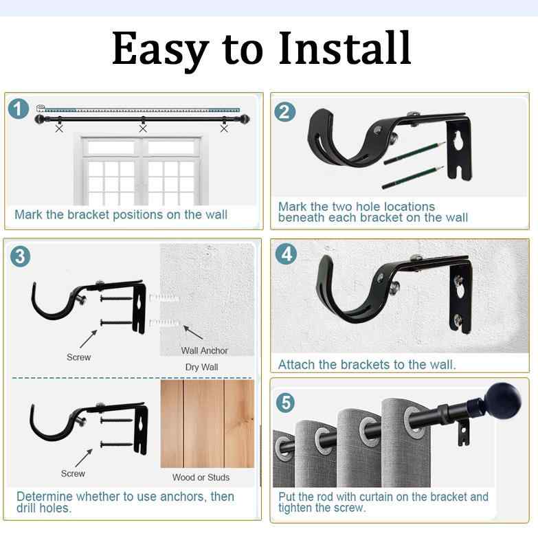 カーテン ローマンシェード ロッド 金属 アイアン ブラケット 調節可能 カーテンレール 戸建 支柱 金具..