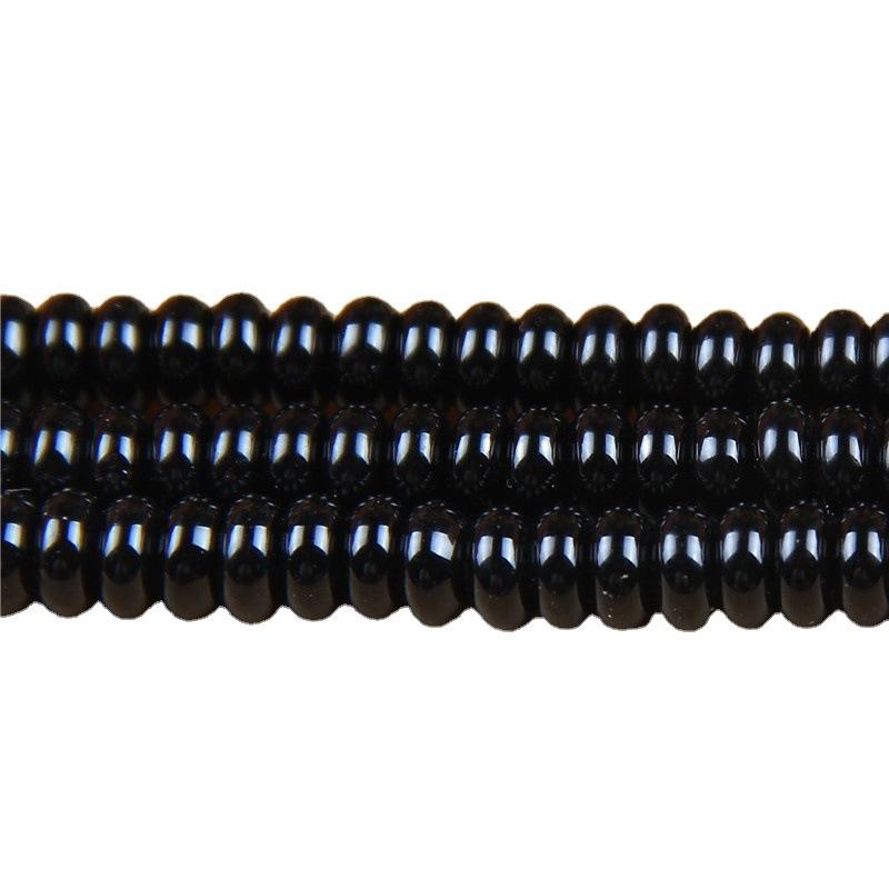 ビーズ 黒瑪瑙 DIY アクセサリーパーツ 算盤珠 扁珠 スペーサービーズ 連雲港産 スタイル 4mm 6mm 8mm ..