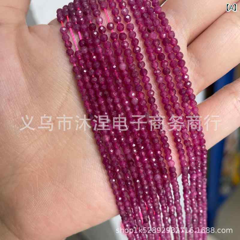 石 ビーズ レッドルビー DIY アクセサリーパーツ ラウンドカット ファセットカット 6mm 4mm 3mm 2mm 約..