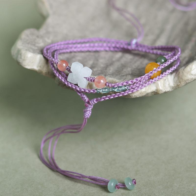 ネックレス レディース ペンダント用紐 手編み 調整可能 豪華感 紫色 翡翠 唐卡 仏牌